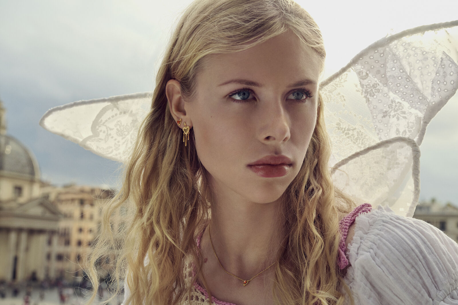 Lina ørestikker - rosa/forgyldt